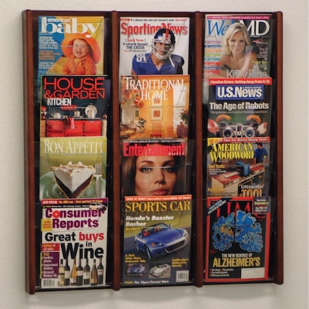 Wooden Mallet 4 x 3 in. Stance 12 Pocket Wall Display - Black & Mahogany AC34-12BK